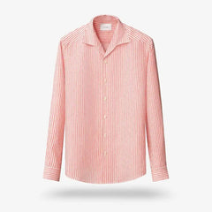 Eton Striped Linen Shirt Red