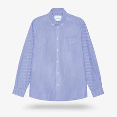Les Deux Kent Striped Poplin Shirt Blue