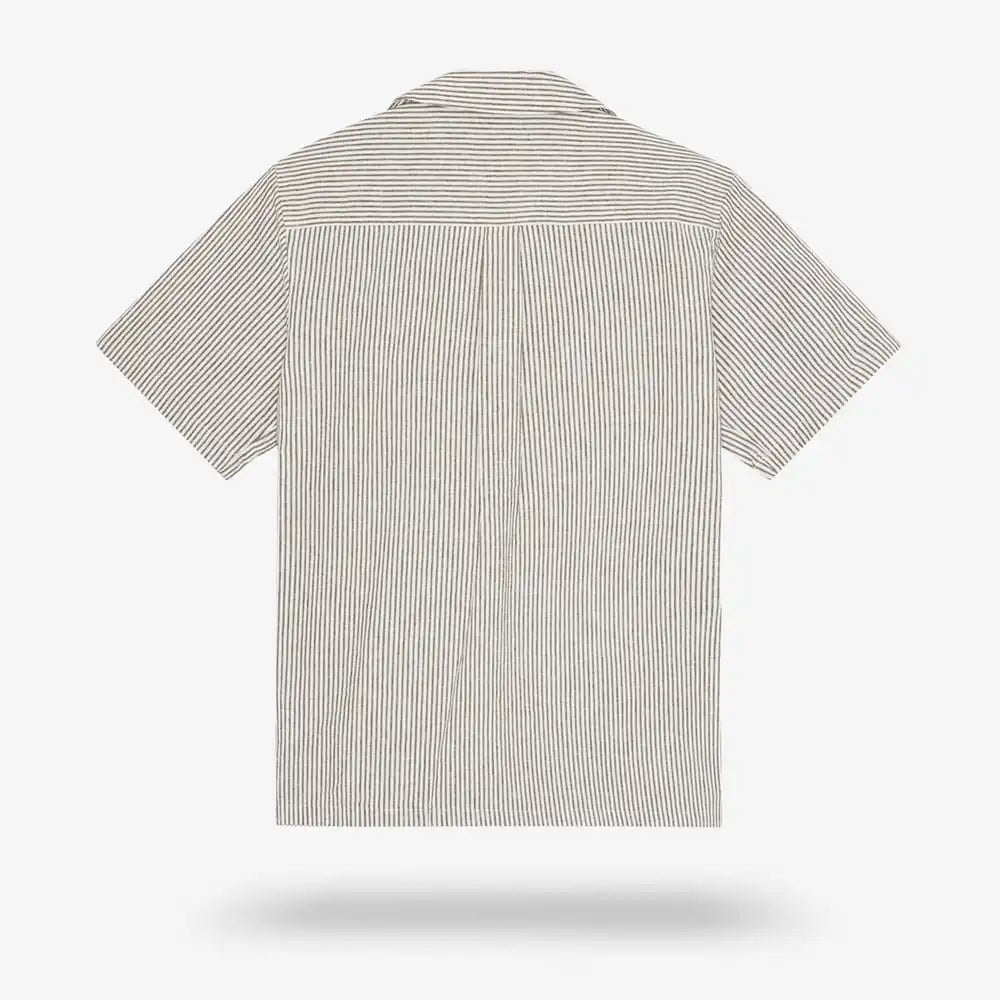 Les Deux Lukas Cotton-linen Short-sleeve Shirt Teak Brown