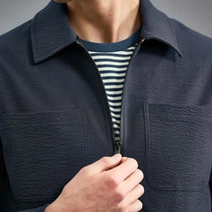 Les Deux Marseille Seersucker Jacket Navy