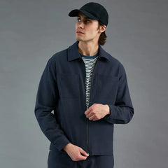 Les Deux Marseille Seersucker Jacket Navy