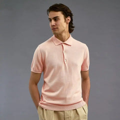 Short Sleeve Knit Polo Pink