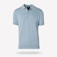 Short Sleeve Knit Polo Light Blue