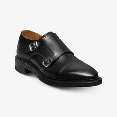 Richards Double Monk Strap Dress Shoe Black Leather
