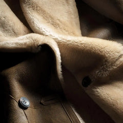 Double Breasted Shearling Coat Brown