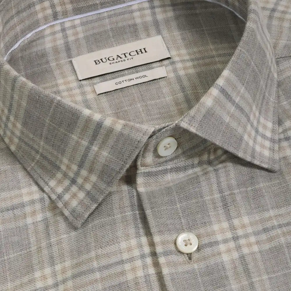 Bugatchi Axel Woven Long-sleeve Shirt Cobblestone