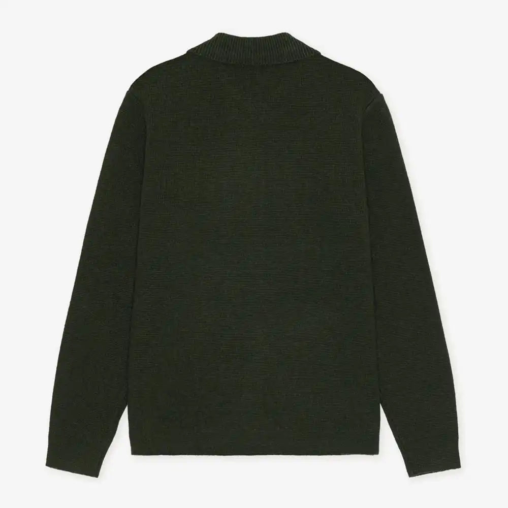 Les Deux Milano Knit Overshirt Sweater Olive Wool Knit